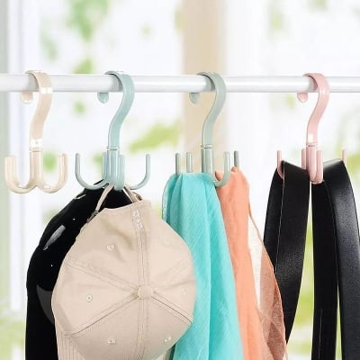 Picture of 1pcs 360 Degrees Rotate Four Claws Hooks Dry Wet Dual Use Towel Hanger Home Clothes Shoes Sundries Multi-Function Organizers - Multicolor