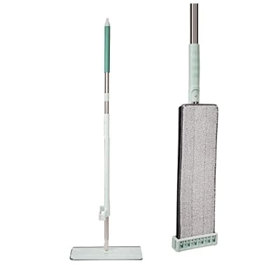 Picture of Konco Mop Floor Cleaning Microfiber Mop Squeeze Flat Mop 360 Rotation Spin Mop Wet/Dry Floor Cleaning Hand Wash Free - Sky