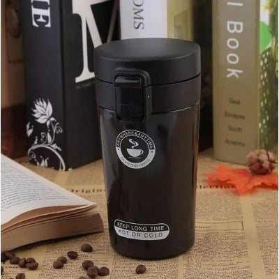 Picture of 380ml Thermos Coffee Mug Double Wall Stainless Steel Tumbler Vacuum Flask Water Bottle Tea Travel Mug - Black