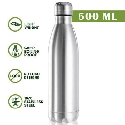 Picture of 1 Pcs Sport Water Bottle Vacuum Flask 500ml Portable Stainless Steel Wide Mouth Drinking Outdoor Travel Cycle Kettle Flask Camp