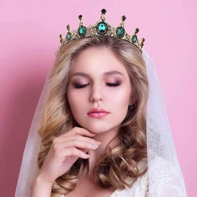 Picture of Wedding Crown Hair Jewelry Bridal Hair Accessories Pearl Crown Rhinestones Crystal Tiaras Bride Queen Party Crowns Gift-Hijab Band