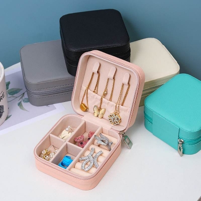 Picture of 1pcs Portable Jewelry Storage Box Travel Storage Organizer Jewelry Case Earrings Necklace Ring Jewelry Organizer