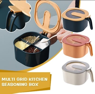 Picture of 4 In 1 Partition Kitchen Seasoning Box Masala Box Set - Stay Organized With This Multi-Functional Spice Jar Set - Multicolor