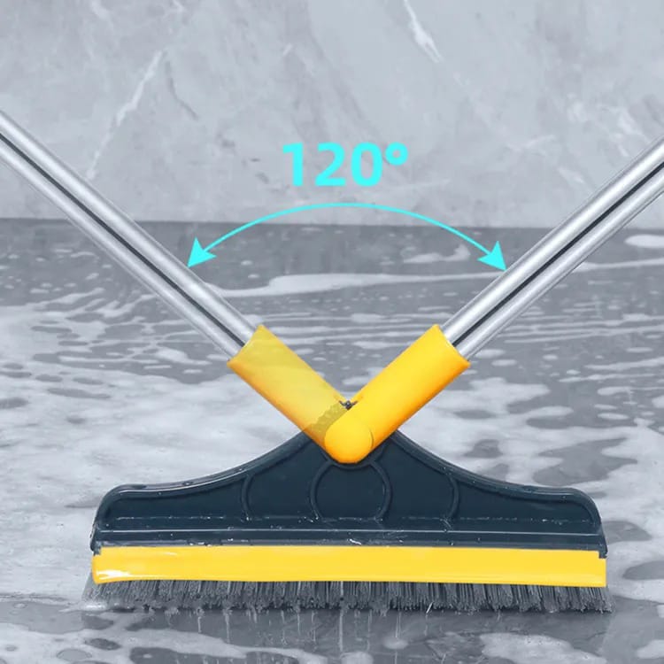 Picture of 2 in 1 Floor Scrub Brush, Magic Broom Brush Floor Brush Scrubber with Long Handle, Premium 120 Degree Rotating Removable Crevice Cleaning Brush with Squeegee - Multicolor