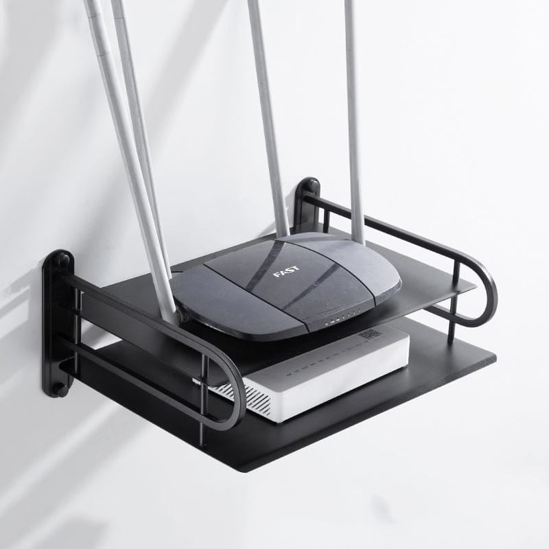 Picture of 2 layer Wall Mount Wifi Router Stand/TV Box Stand,Hanging Storage Organizer metal Stand - Black