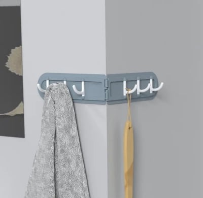 Picture of 1pcs Plastic Wall Corner Hook Foldable Storage Rack Nail-Free Key Hanger Wardrobe Bathroom Kitchen Organizer Key Holing (Multi Color) - Multicolor