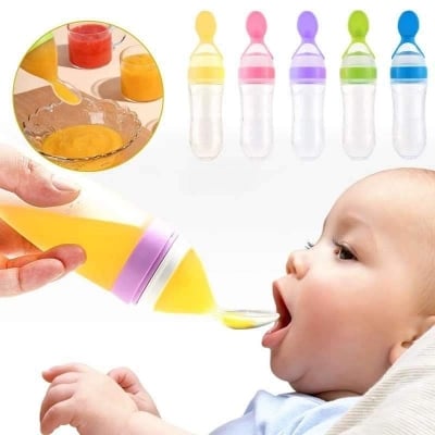 Picture of 1pcs Silicone Baby Squeeze spoon Food Feeder - Multicolor