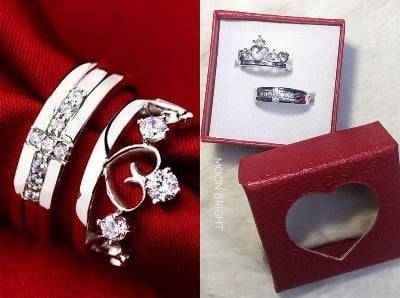 Picture of 2pcs set Couple Ring Free Size Couple Rings