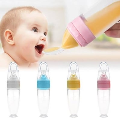 Picture of Silicone Baby Spoon Squeezing Feeding Bottle For Infant Dispensing And Feeding Food Dispensing Squeeze Feeder Tableware Tools