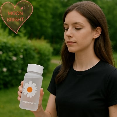 Picture of 500ml Plastic Water Bottles Daisy Transparent Bottle Outdoor Sports Water Cup Water Mug Student Portable Mug