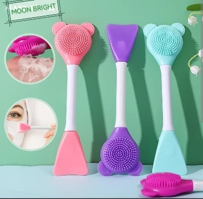 Picture of 1Pcs Silicone Bear Double Face Mask Brush Facial Cleansing Brush Strong Soft Material for Skin Care Beauty Makeup Tools - Multicolor