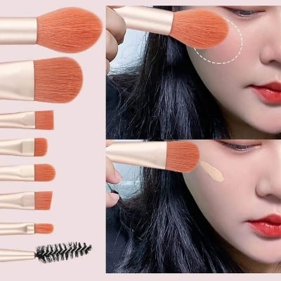 Picture of 8 Pcs Mini Travel Portable Soft Makeup Brushes Set Eye Shadow Foundation Powder Eyelash Lip Concealer Blush Make Up Brush Set - Multicolor
