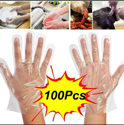 Picture of China Super Household Gloves Hygienic Transparent Gloves 100 pcs packet - White - Int: One size