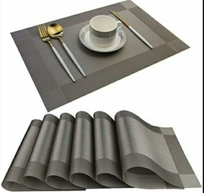 Picture of Table Mats Set of 6 Dinning Table Placemats PVC Rectangular Vintage Woven Washable Mats - Multicolor