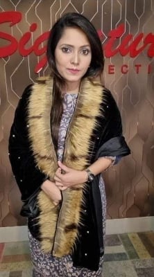 Picture of New Model Maroon Velvet Women's Scarf  Silk Scarves Shawls for Women - Black - Int: One size