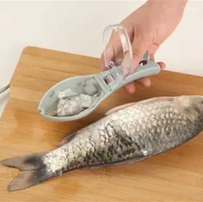 Picture of Fish Skin Brush Scraping Fishing Scale Brush Graters Fast Remove Fish knife Cleaning Peeler Scaler Scraper mutfak malzemeleri, Blue, Scales scraper with lid - Multicolor
