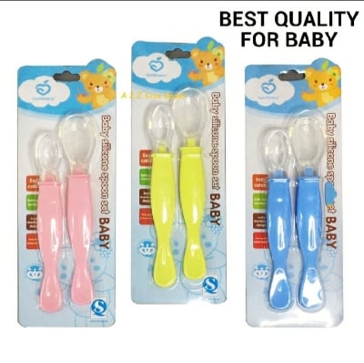 Picture of 2pcs set Silicone Feeding Spoon For Baby - Multicolor
