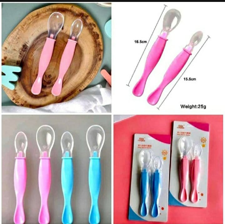 Picture of 2pcs set Silicone Feeding Spoon For Baby - Multicolor