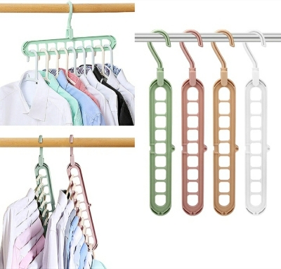 Picture of Rotating Magic Hanger / Multi-Function Folding Magic Cloth Hanger/ 9 Holes Hanger - Multicolor