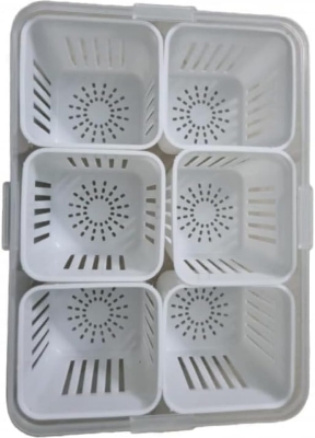 Picture of Fridge Storage Box, 6 Grid Refrigerator Storage Containers, Kitchen Storage Set, Vegetable Storage, Draining Crisper Food Box