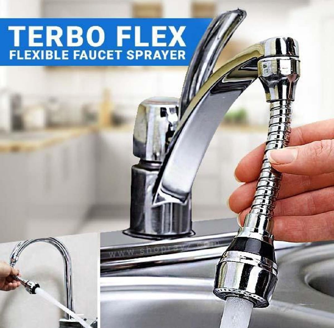 Picture of Turbo Flex 360 Instant Hands Free Faucet Swivel Spray Sink Hose for kitchen, bathroom & outdoor - Silver