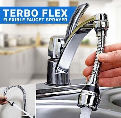 Picture of Turbo Flex 360 Instant Hands Free Faucet Swivel Spray Sink Hose for kitchen, bathroom & outdoor - Silver