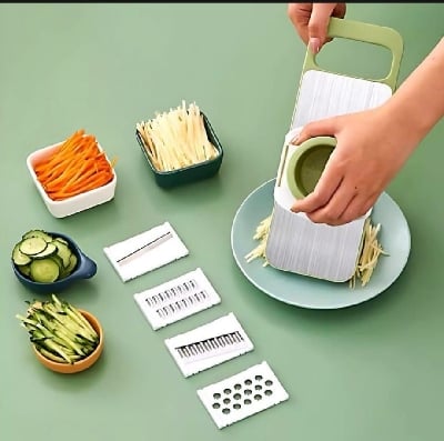 Picture of 5 In 1 Kitchen Vegetable Cutting Tools Vegetable Cutter Grater for Vegetables Slicers Shredders Multi Slicer Peeler Carrot Fruit - Green