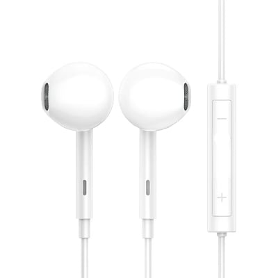 Picture of MI In-Ear Earphones with Mic for Android, Vivo, Oppo, High Bass Sound, Noise Cancellation, Comfortable Fit, White Color