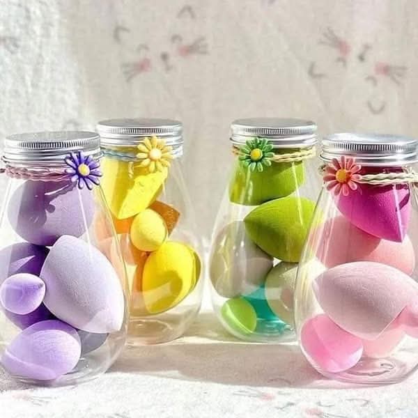 Picture of 6pcs Makeup Sponges  Beauty Blender Makeup Puff Set With Bottle - Multicolor