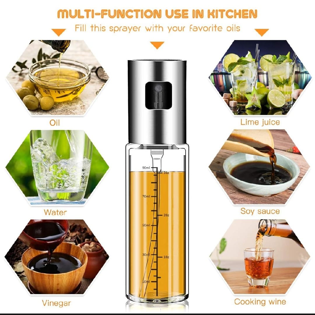Picture of 100ml Olive Oil Sprayer | Transparent Food-grade Glass Oil Mister, Portable Cooking Oil Spray Vinegar Bottle Oil Dispenser for Kitchen, BBQ, Making Salard, Baking, Roasting, Grilling, Frying