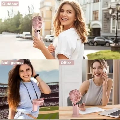 Picture of Mini Personal Rechargeable Hand Held Fan,LED digital display fan Battery Operated USB Small Fan with 5 Speeds