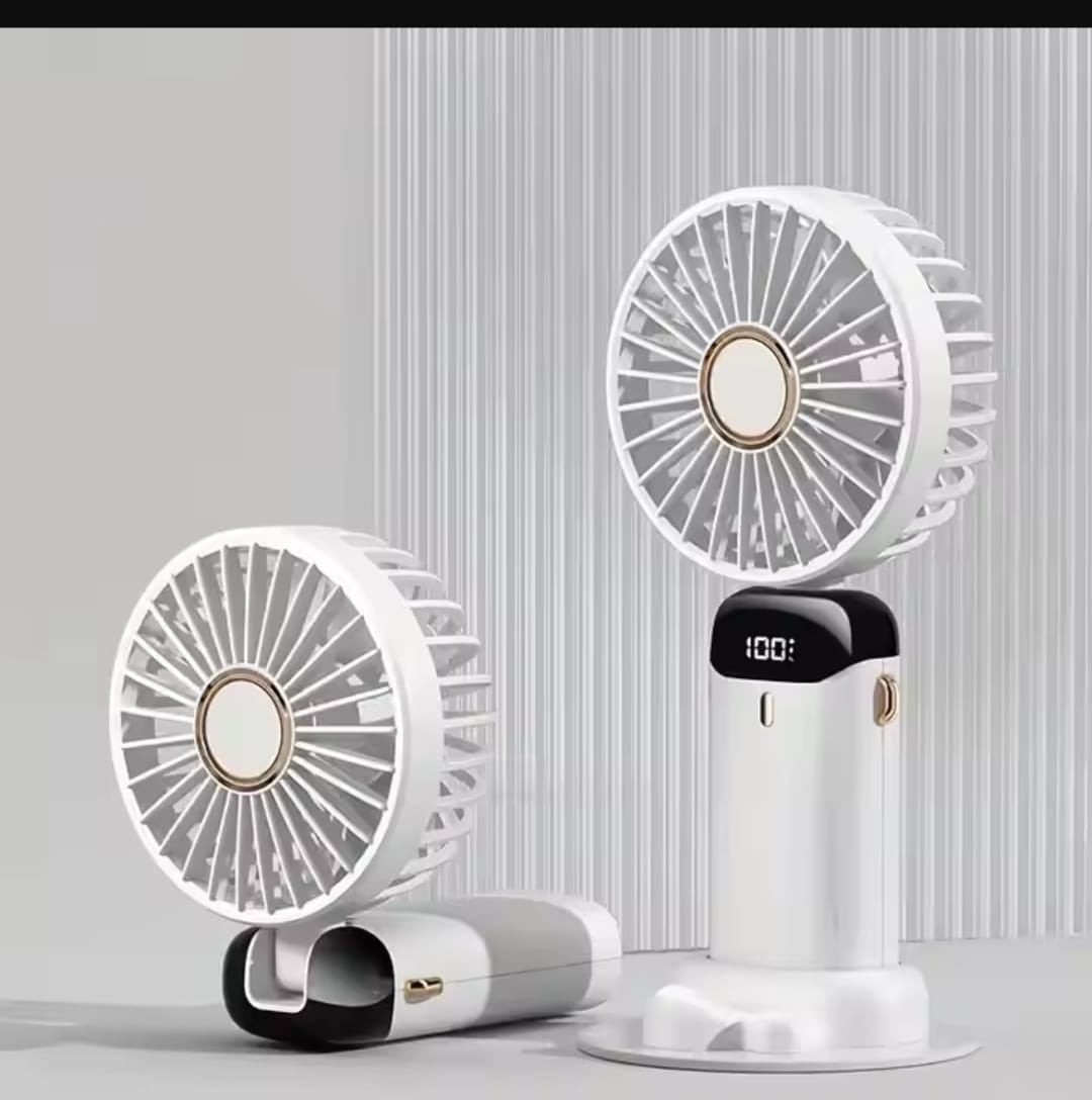 Picture of Mini Personal Rechargeable Hand Held Fan,LED digital display fan Battery Operated USB Small Fan with 5 Speeds