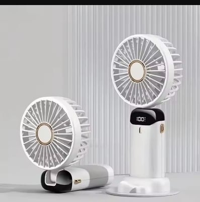 Picture of Mini Personal Rechargeable Hand Held Fan,LED digital display fan Battery Operated USB Small Fan with 5 Speeds