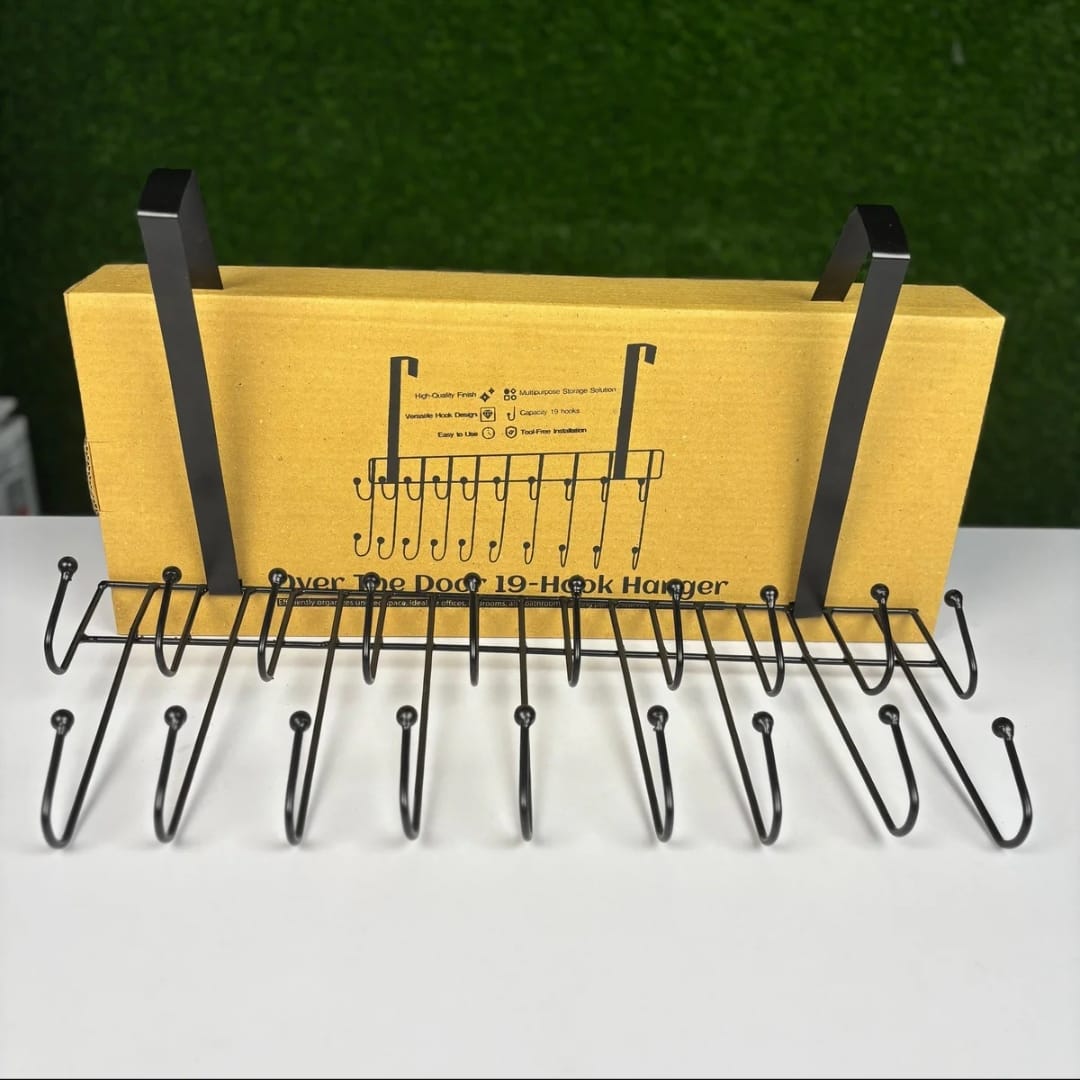 Picture of Over The Door 19-Hook Hanger 1ps - Black