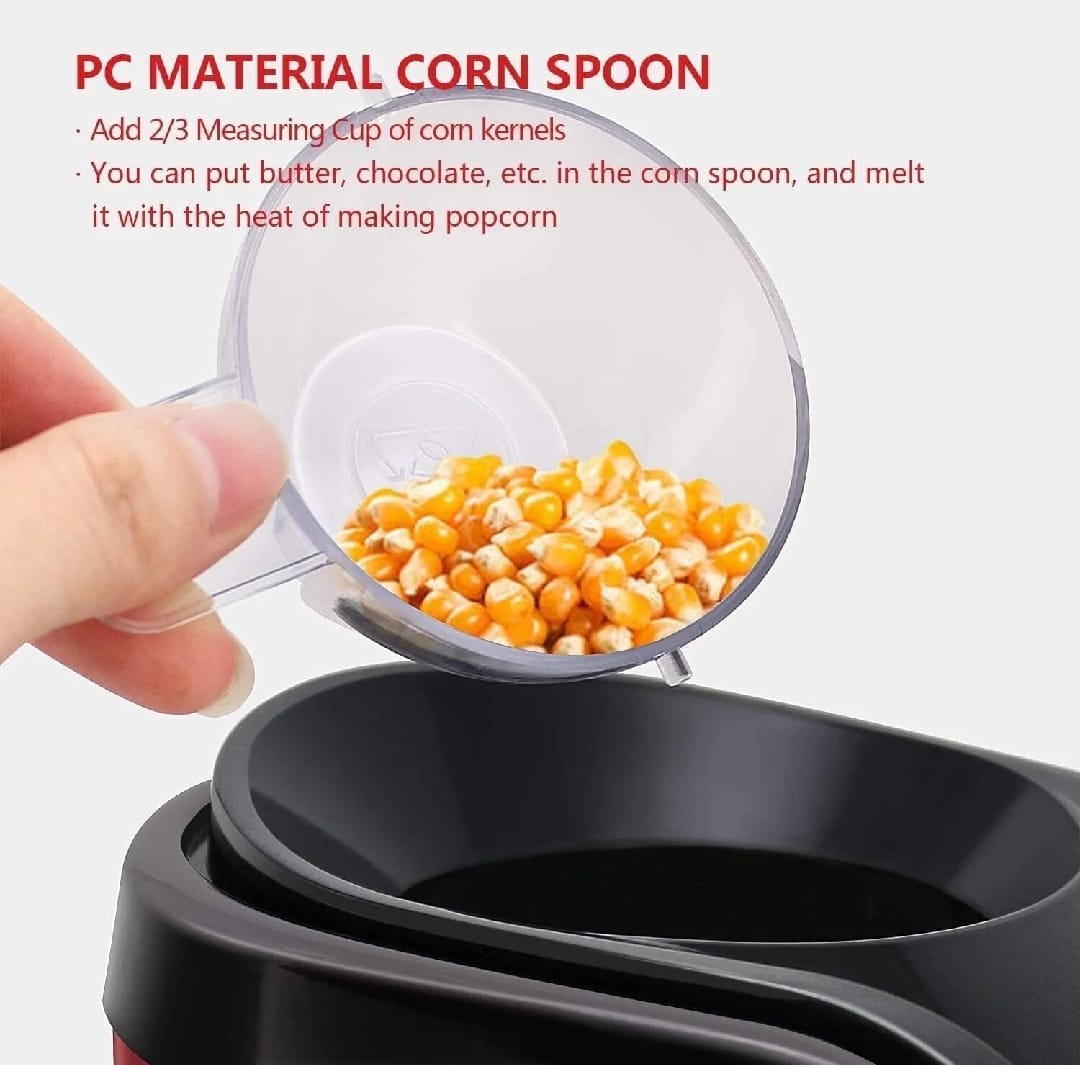 Picture of Automatic Electric Popcorn Maker with Hot Air Top Cover Plastic Household and Car Popcorn Machine - Red