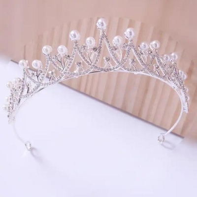 Picture of Pearl Crystal Wedding Bridal Tiara Crown Rhinestone Headbands Hair Hairband
