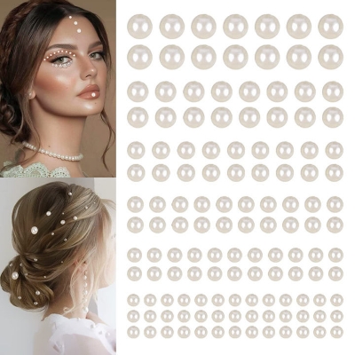 Picture of Hair Pearls Stick On Self Adhesive Pearls Stickers Face Pearls Stickers for Hair