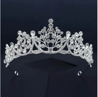 Picture of Women's Silver Rhinestone Tiaras - Elegant Wedding Bride Headwear - Crafted with Alloy and Rhinestone - Ideal for Parties, Daily Wear ,Weddings and Gifting