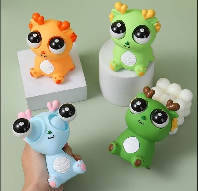 Picture of Squeeze Toy for Stress Relief Eye-popping Dragon Squeeze Toy Fun Stress Relief Doll for Kids Adults Sensory Therapy Fidget Toy Perfect New Year Gift Anti-stress Toy - Multicolor
