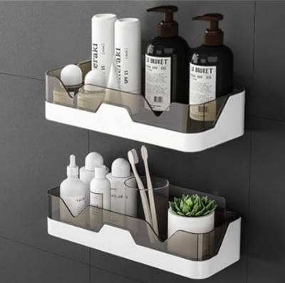 Picture of Bathroom Rack Without Punching Wall-mounted Kitchen Bathroom Sink Toilet Wall Cosmetics Storage for Washroom Toilet Kitchen-New Canvas - Multicolor