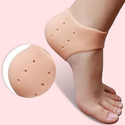 Picture of Anti Heel Silicone Heel Anti Crack Vented Moisturizing Silicone Heel Socks for Swelling, Pain Relief, Foot Care Ankle Support Pad (Skin Color) Silicon Heel Pad For Men & Women