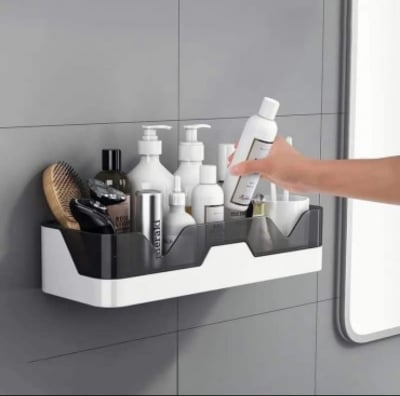 Picture of Bathroom Rack Without Punching Wall-mounted Kitchen Bathroom Sink Toilet Wall Cosmetics Storage for Washroom Toilet Kitchen-New Canvas - Multicolor