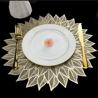 Picture of Elevate Your Dining Setting With 6 Pcs Squickle Golden And Silver Dining Table Placemat - Washable Table Mats - Multicolor
