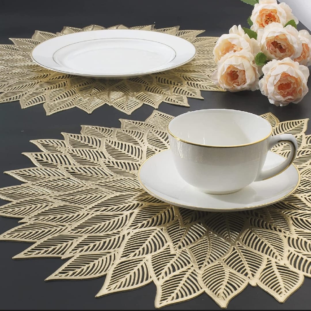 Picture of Elevate Your Dining Setting With 6 Pcs Squickle Golden And Silver Dining Table Placemat - Washable Table Mats - Multicolor