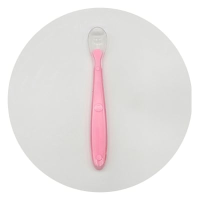 Picture of Cute Baby Silicone Spoon BPA Free Non-toxic Newborn Training Long Handle Baby Spoon Soft Head Eating Spoon
