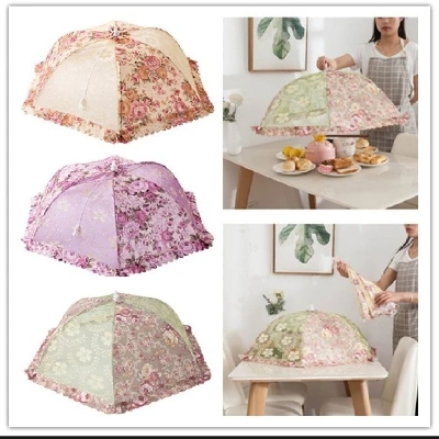 Picture of Foldable Umbrella Shape Dining Table Anti Mosquito Dish Tent Table Cover Food Lid Food Cover Kitchen Gadgets - Multicolor
