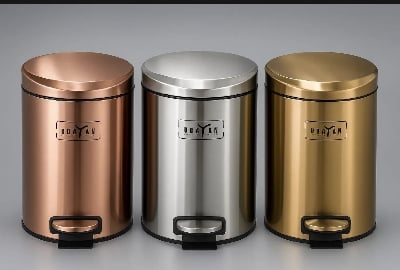Picture of Rubbish Bin 5L Household Stainless Steel Step Pedal Trash Can Dustbin Garbage Container - Multicolor