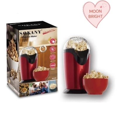 Picture of Electric Corn Popcorn Maker Household Automatic Mini Air Popcorn Making Machine DIY Corn Popper - Red