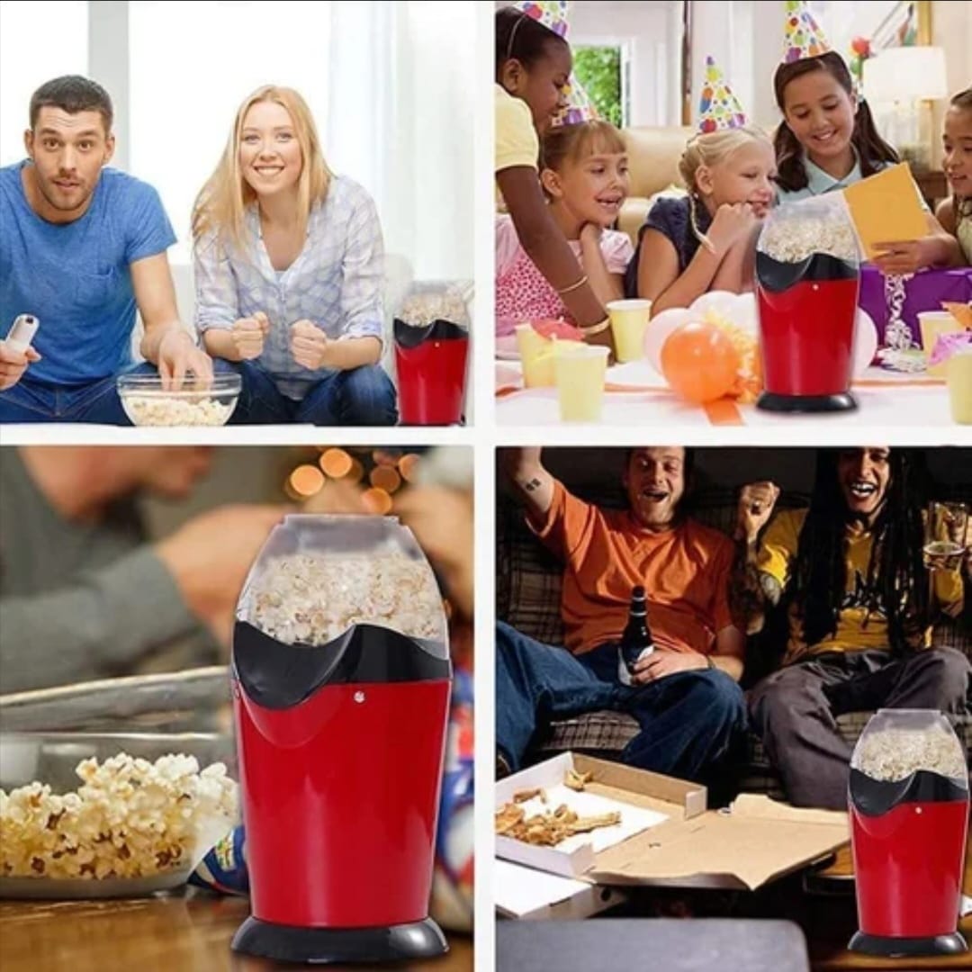Picture of Electric Corn Popcorn Maker Household Automatic Mini Air Popcorn Making Machine DIY Corn Popper - Red