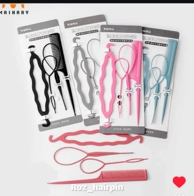 Picture of 4 pcs Hair French Braid Topsy Tail Clip Styling Stick Bun Maker Tool Beauty